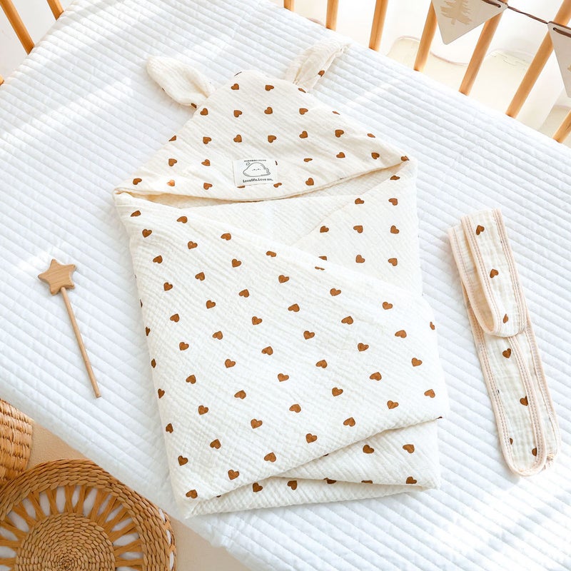 Cotton Gauze Cushion Cotton Newborn Baby Package Baby Supplies Bath Towel Hooded Newborn Package - Image 1